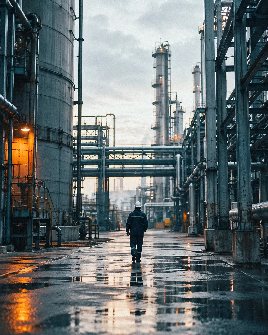 Ingénieur en casque sur un site industriel