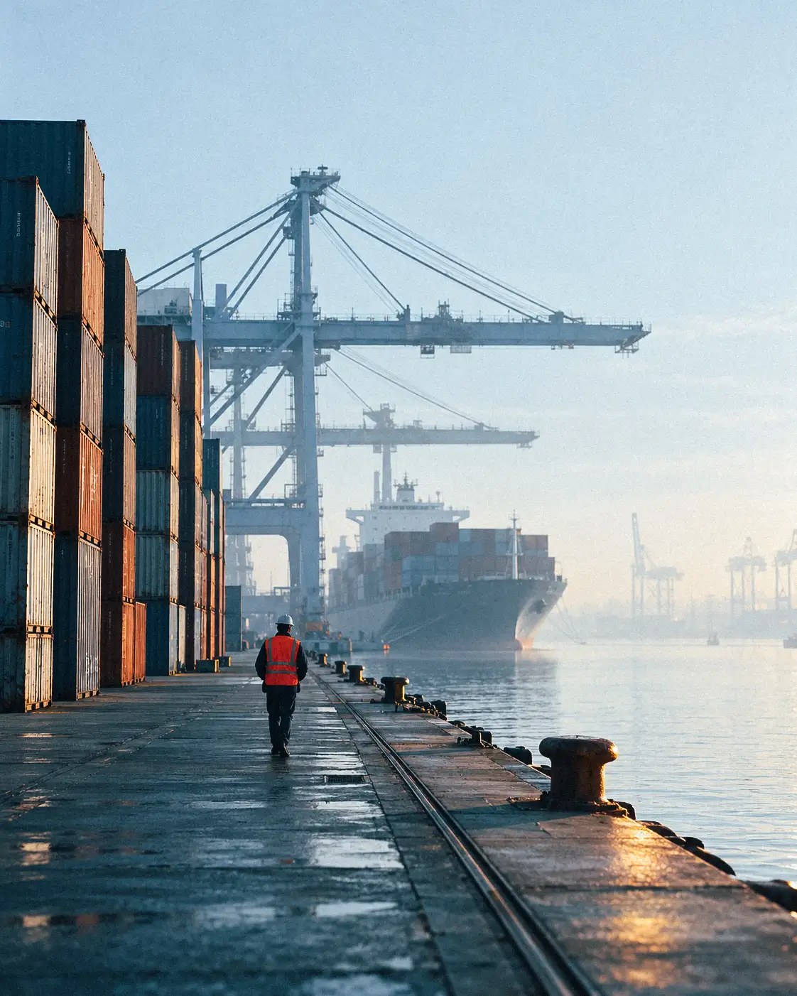 Container terminal and harbour cranes